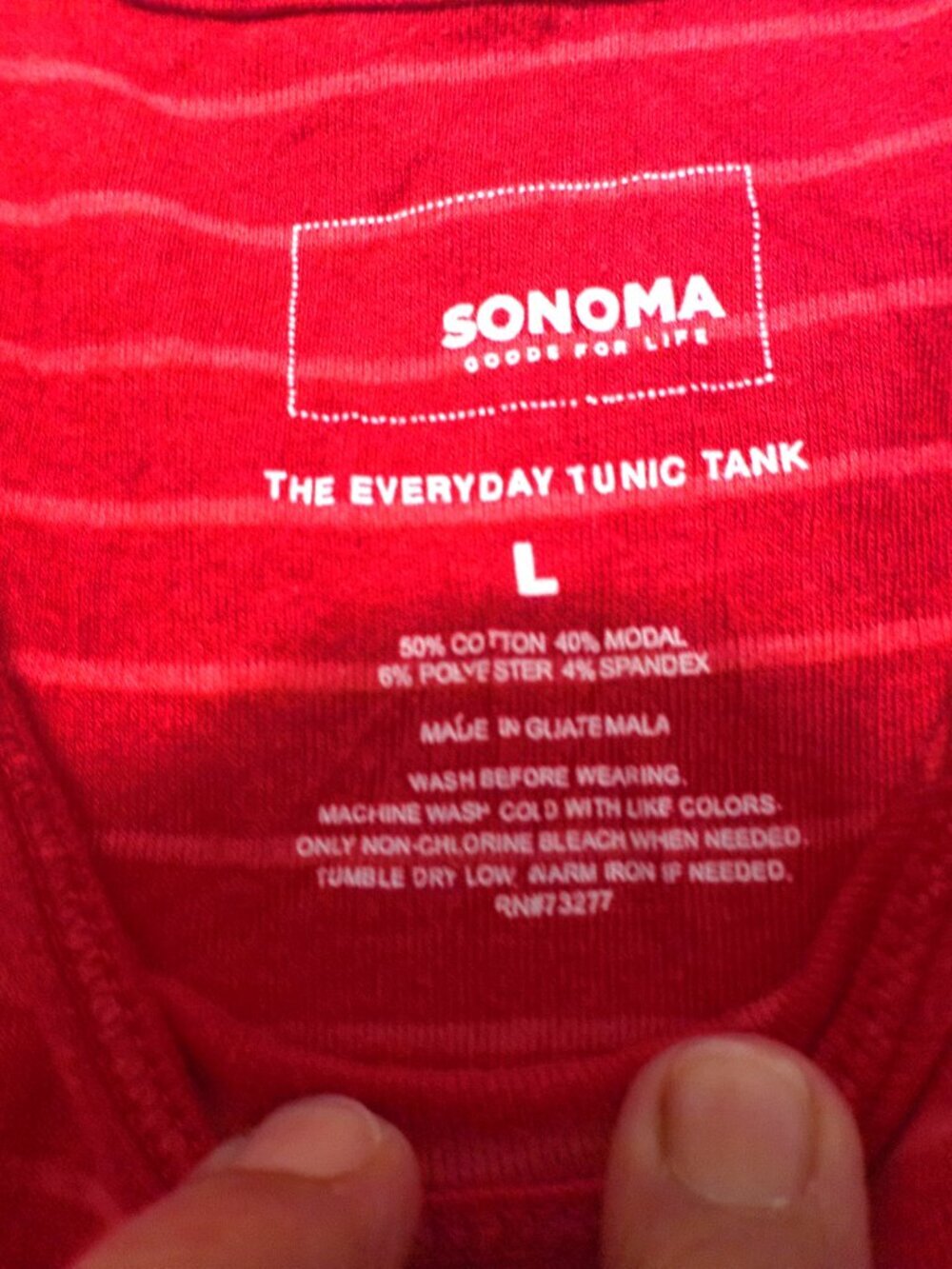 Sonoma Everyday Tunic Tank Top Large Red Striped Soft Stretch Modal Blend - Picture 2 of 3